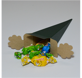Caixa para brinde - Cono Quad. Seta Verde 40x40x155mm
