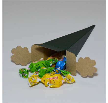 Caixa para brinde - Cono Quad. Seta Verde 40x40x155mm