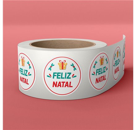 Etichetta Kraft Regalo Natale 40x40mm