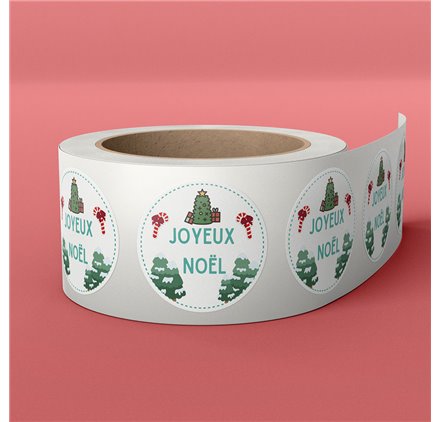 Etiqueta Natal North Pole Evergreen 40x40mm