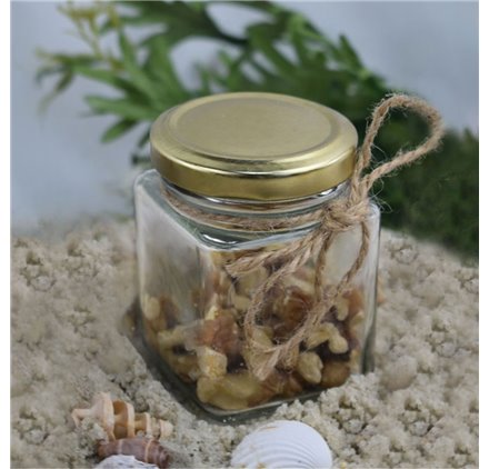Barattolo di vetro Pixel 150ml con tappo dorato