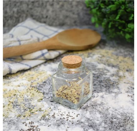 Frasco de vidro Quadradito 40ml com rolha de cortiça