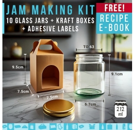 10 Barattoli di Vetro 240ml + Scatole + Etichette | E-BOOK GRATIS: 50+ Ricette e Guida