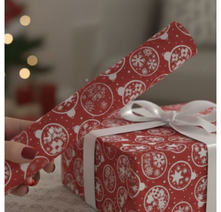 Carta da Regalo Red Christmas Globes 62CM X 90M Carta da Regalo Red Christmas Globes 62CM X 90M