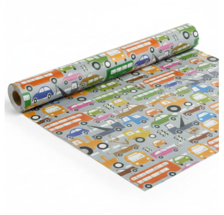 Papel de Embrulho Infantil Carrinhos 62x90m