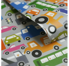 Papel de Embrulho Infantil Carrinhos 62x90m