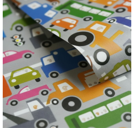 Papel de Embrulho Infantil Carrinhos 62x90m