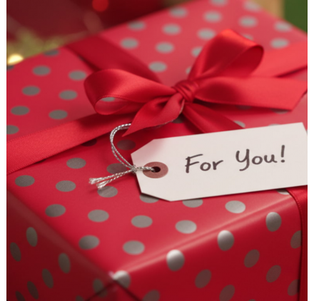 Carta da Regalo Rossa con Pois Argento 62cmx90m
