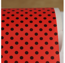 Carta da Regalo Rossa con Pois Neri 62cmx90m