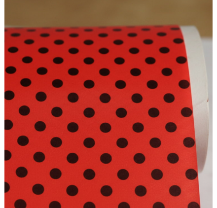 Papel de Embrulho Vermelho Pontos Pretos 62cmx90m