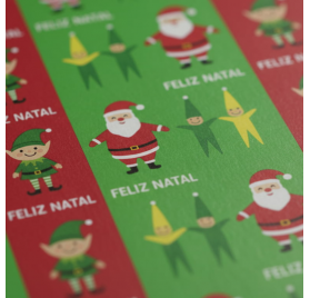 Papel de Embrulho 70cm Santa's Cheer Grid