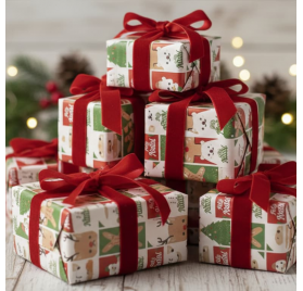 Papel de Embrulho 70cm Santa's Festive Gathering
