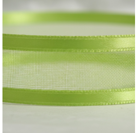 Fita organza verde com cetim 15mm x 25m