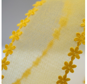 Nastro organza giallo con fiori 80mm x 15m