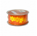 Fita organza laranja aramada com flores