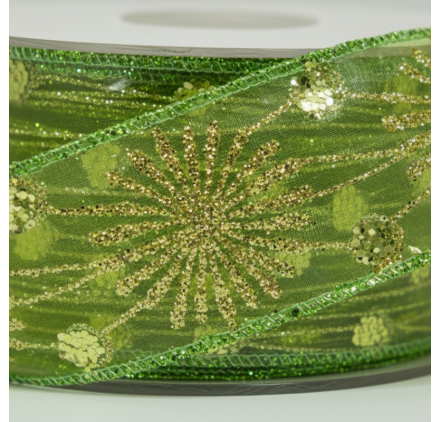 Nastro verde con brillantini 62mm x 15m