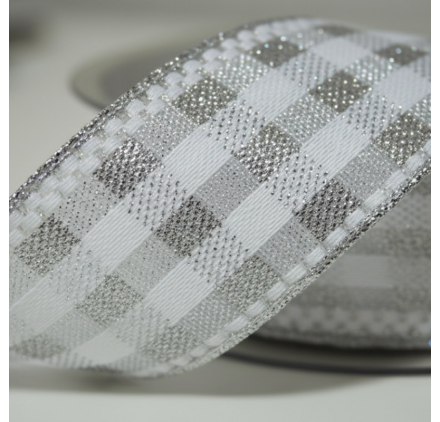 Fita tecida chanel prata 40mm x 20m