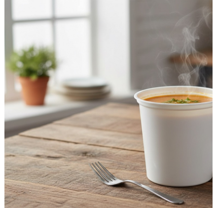 Ciotola di Plastica Bianca per Zuppa 1000ml con Coperchio
