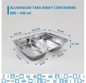 Vaschetta in Alluminio Rebelde To Go 2 Scomparti 300/430ml con Coperchio