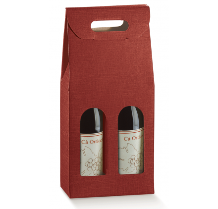 Scatola per 2 bottiglie Seta Bordeaux