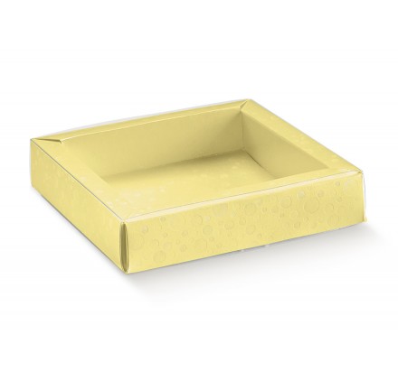 Caixa para brinde - Quadro com base facetada para esferas amarelo 120x120x32mm
