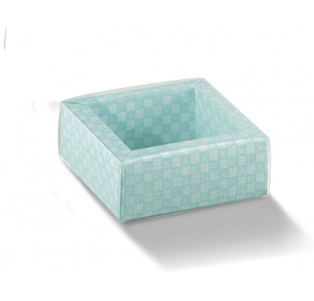 Caixa para Brinde QUADRETTO + Tampa PVC Quadri Celeste 60x60x32