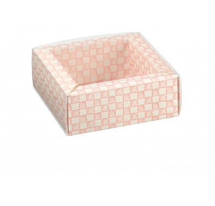 Caixa para Brinde QUADRETTO + Tampa PVC Quadri Rosa 60x60x32