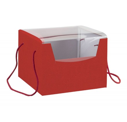 Scatola per regalo - Lino Rosso 245x245x180mm con cordino