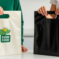 Buste con manico fustellato | Buste tipo fagiolo | Buste in plastica per negozi