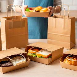 Sacchetti take-away con manico piatto | Borse kraft per alimenti