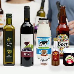 Rótulos personalizados para garrafas e frascos | Autocolantes resistentes