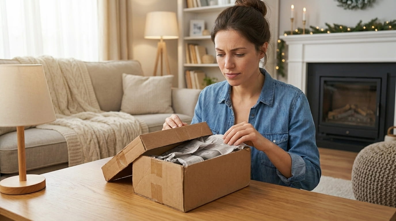 Cliente delusa nell'aprire una scatola semplice senza presentazione