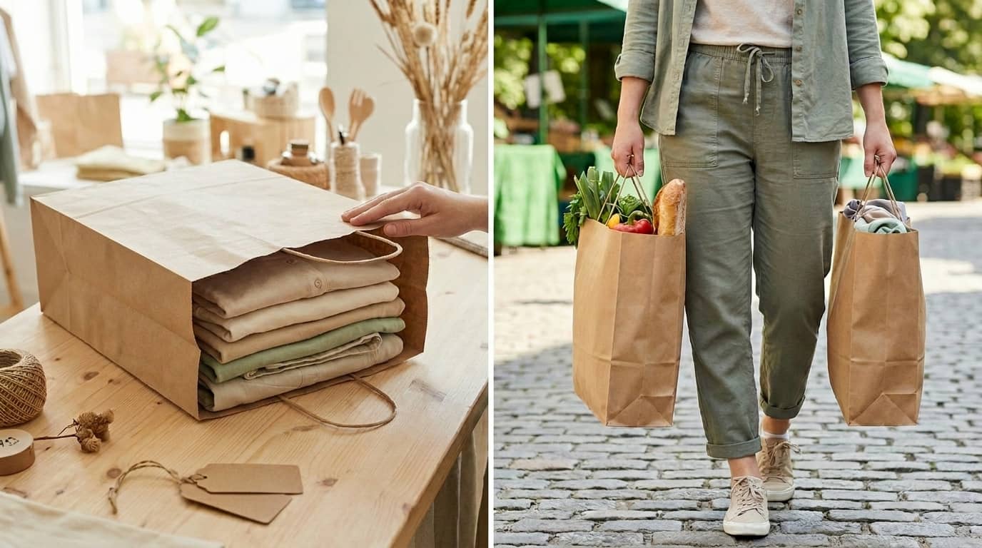 sacos de papel kraft com asa retorcida em várias cores
