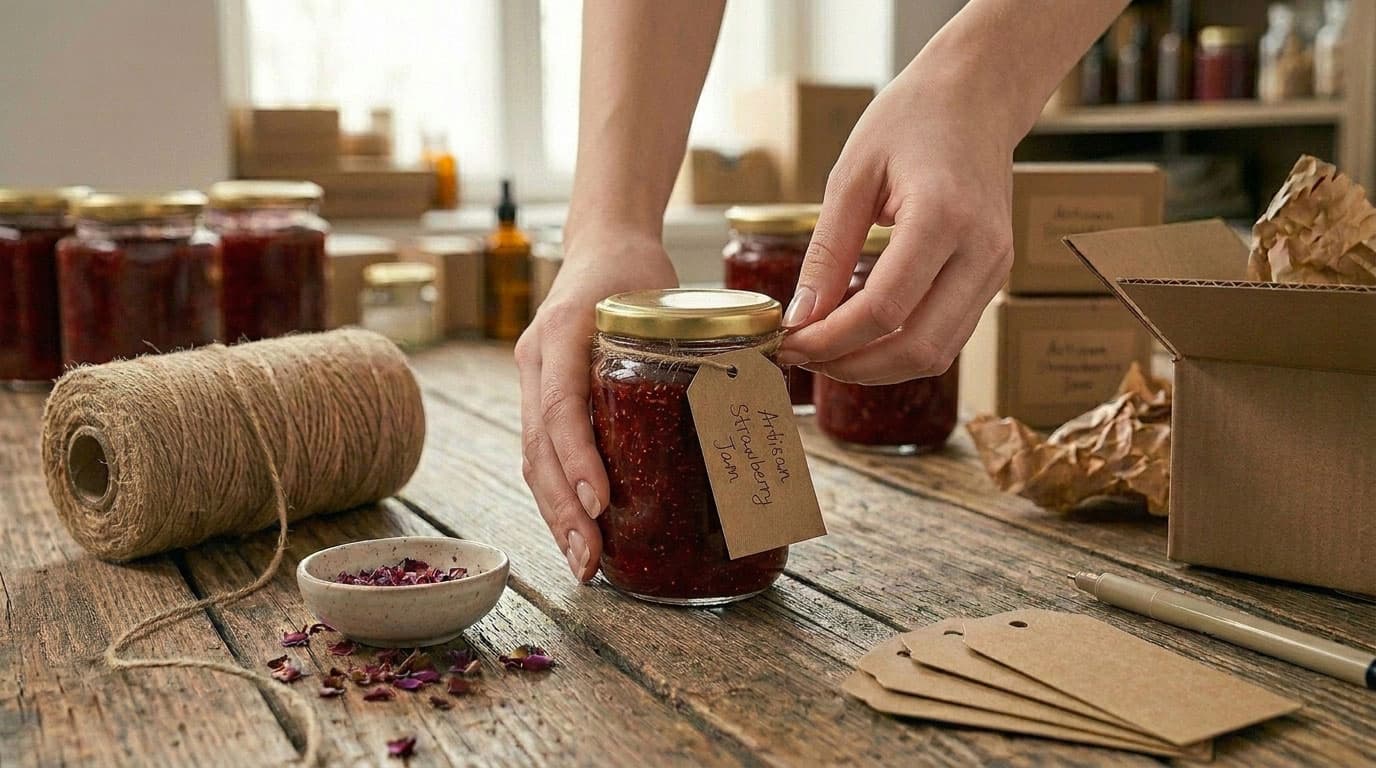 produção artesanal com frascos de vidro com tampa